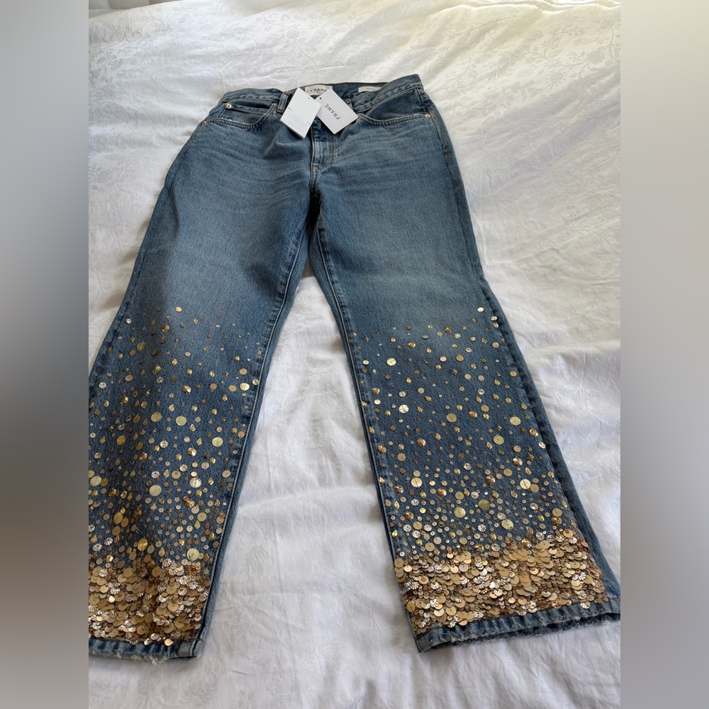 Frame Denim Gold Embellished Women's Jeans - Picture 10 of 13